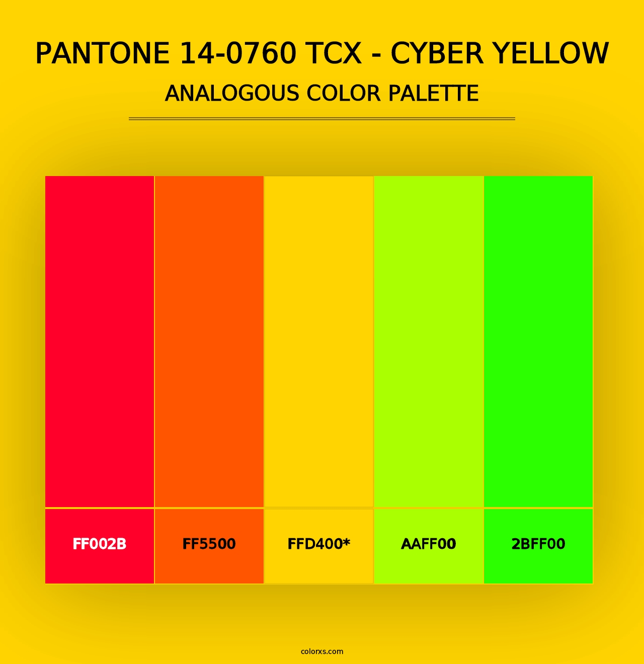 PANTONE 14-0760 TCX - Cyber Yellow - Analogous Color Palette