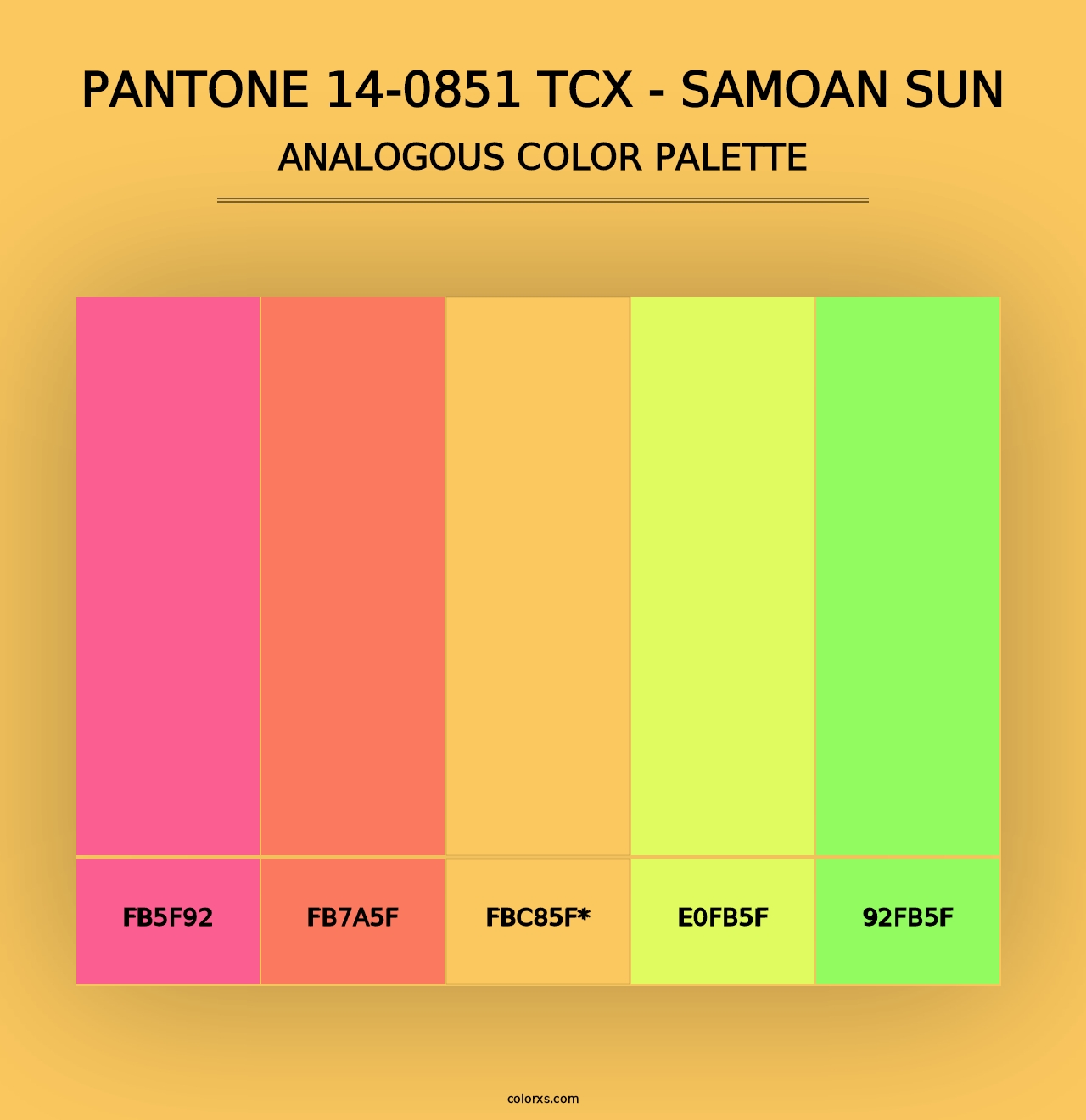 PANTONE 14-0851 TCX - Samoan Sun - Analogous Color Palette