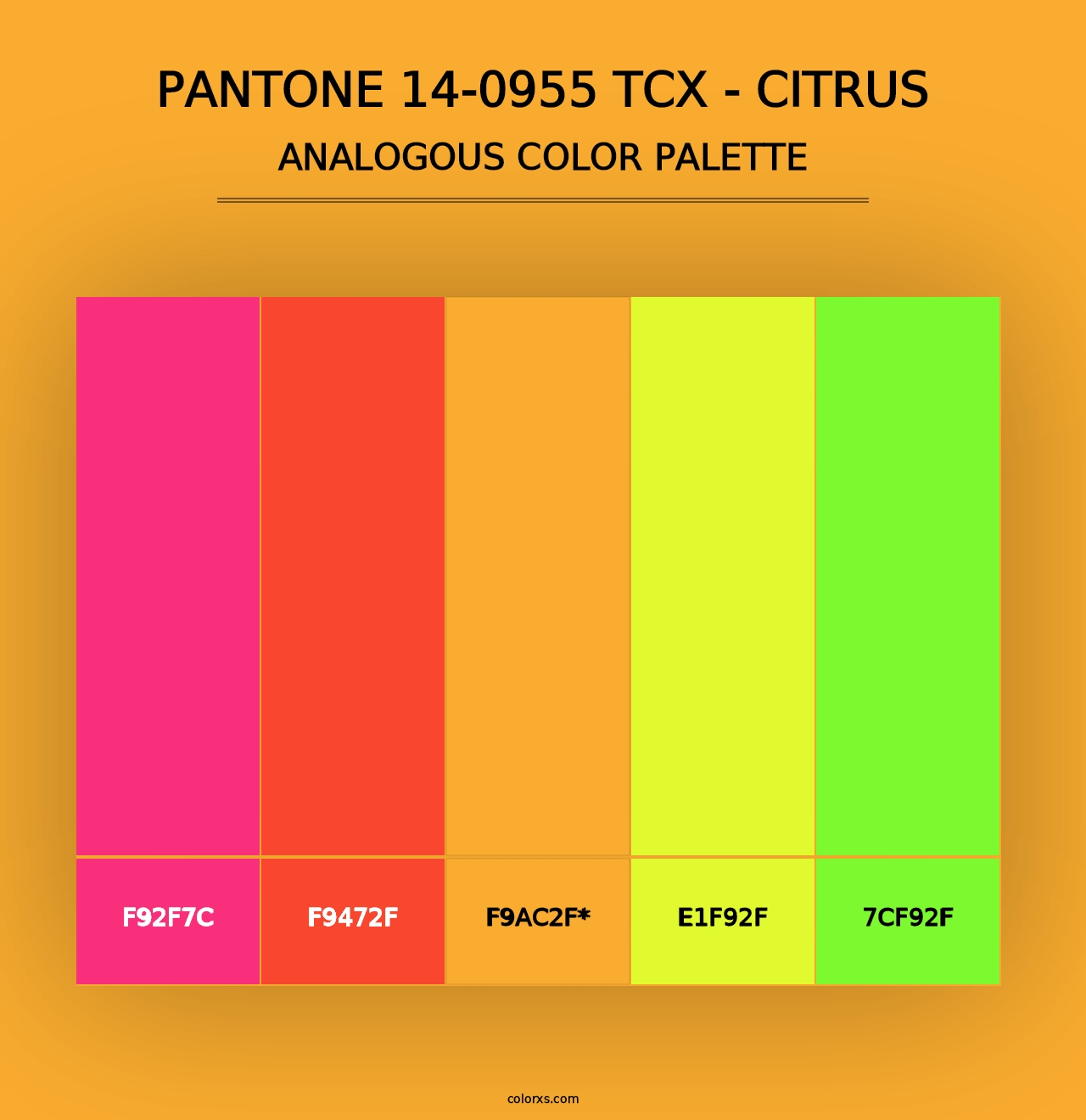 PANTONE 14-0955 TCX - Citrus color palettes - colorxs.com