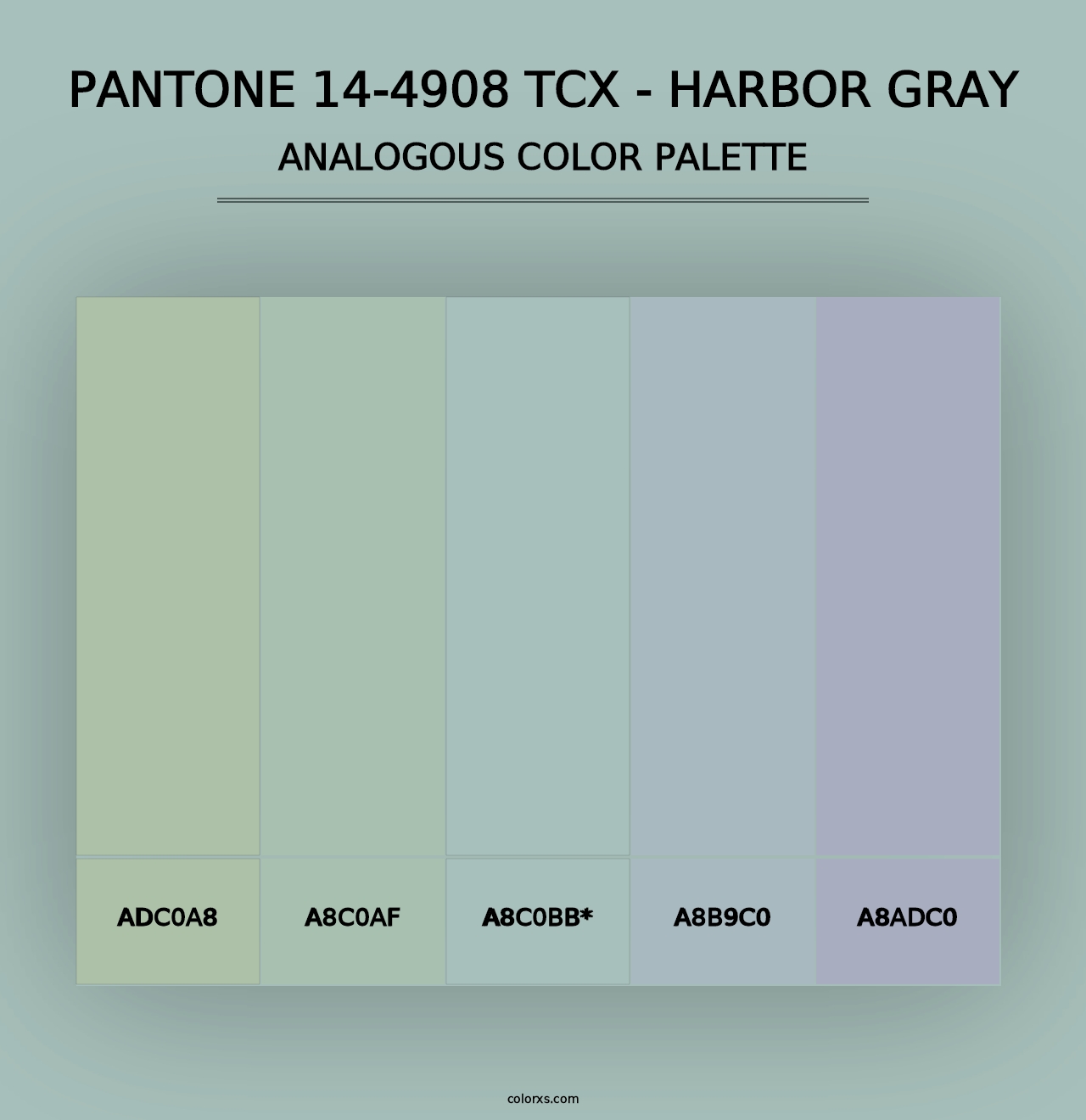 PANTONE 14-4908 TCX - Harbor Gray - Analogous Color Palette