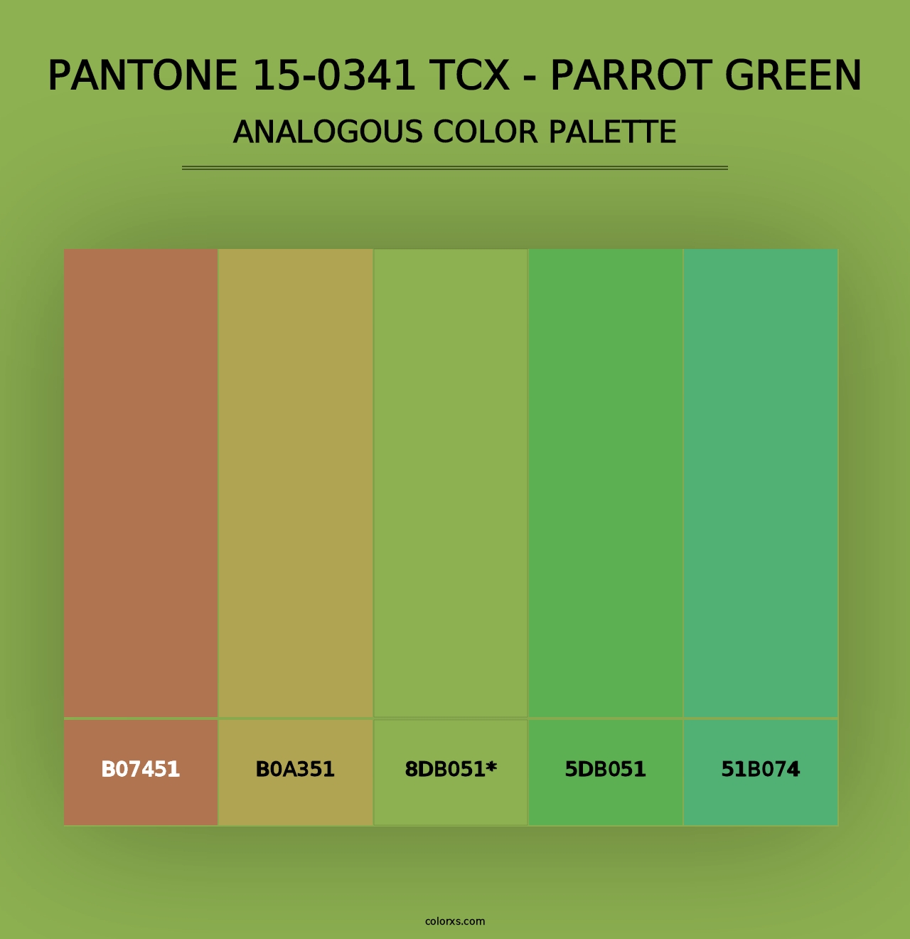 PANTONE 15-0341 TCX - Parrot Green - Analogous Color Palette