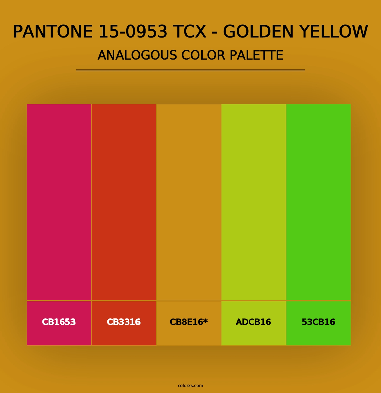 PANTONE 15-0953 TCX - Golden Yellow - Analogous Color Palette