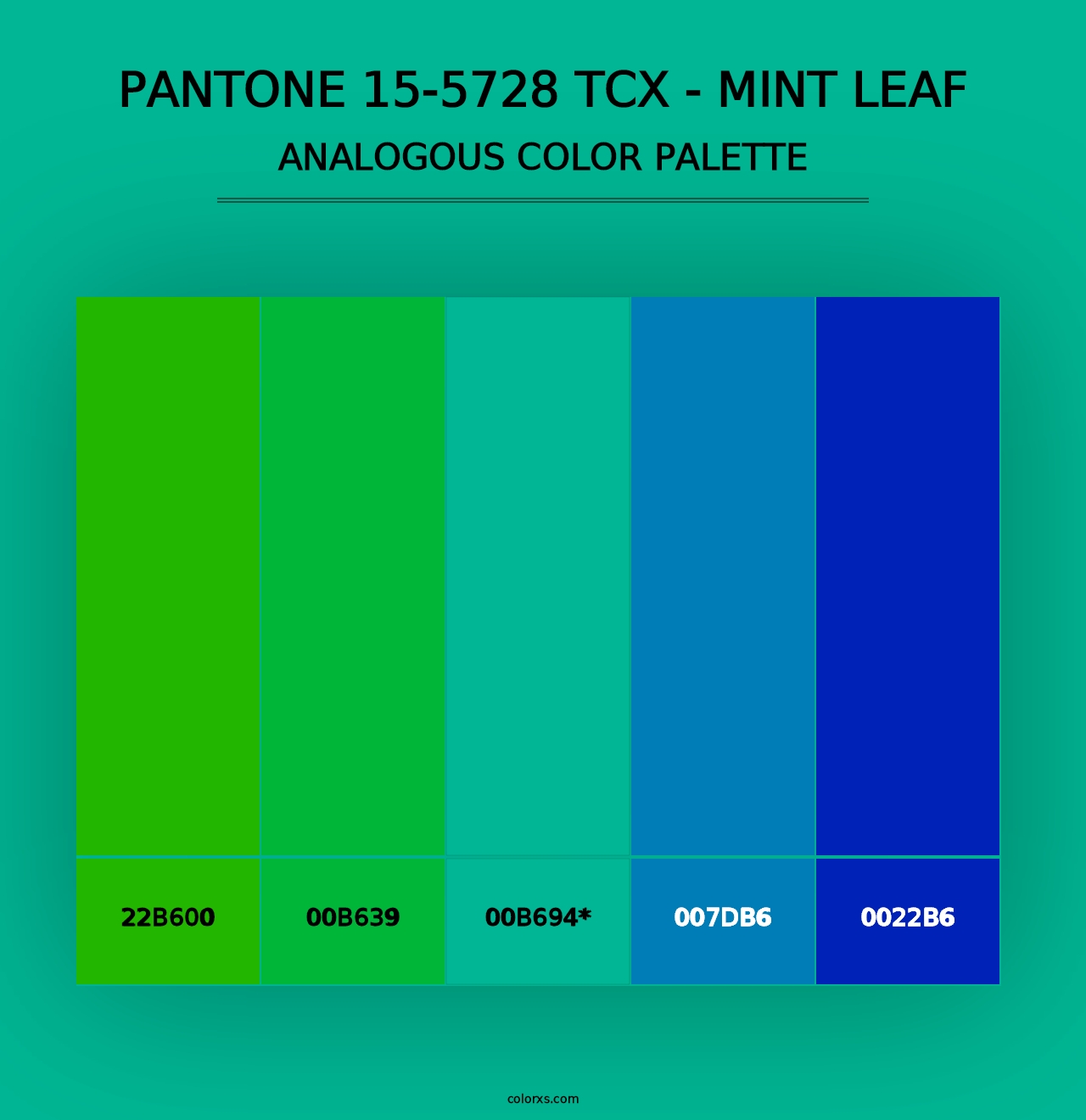 PANTONE 15-5728 TCX - Mint Leaf - Analogous Color Palette