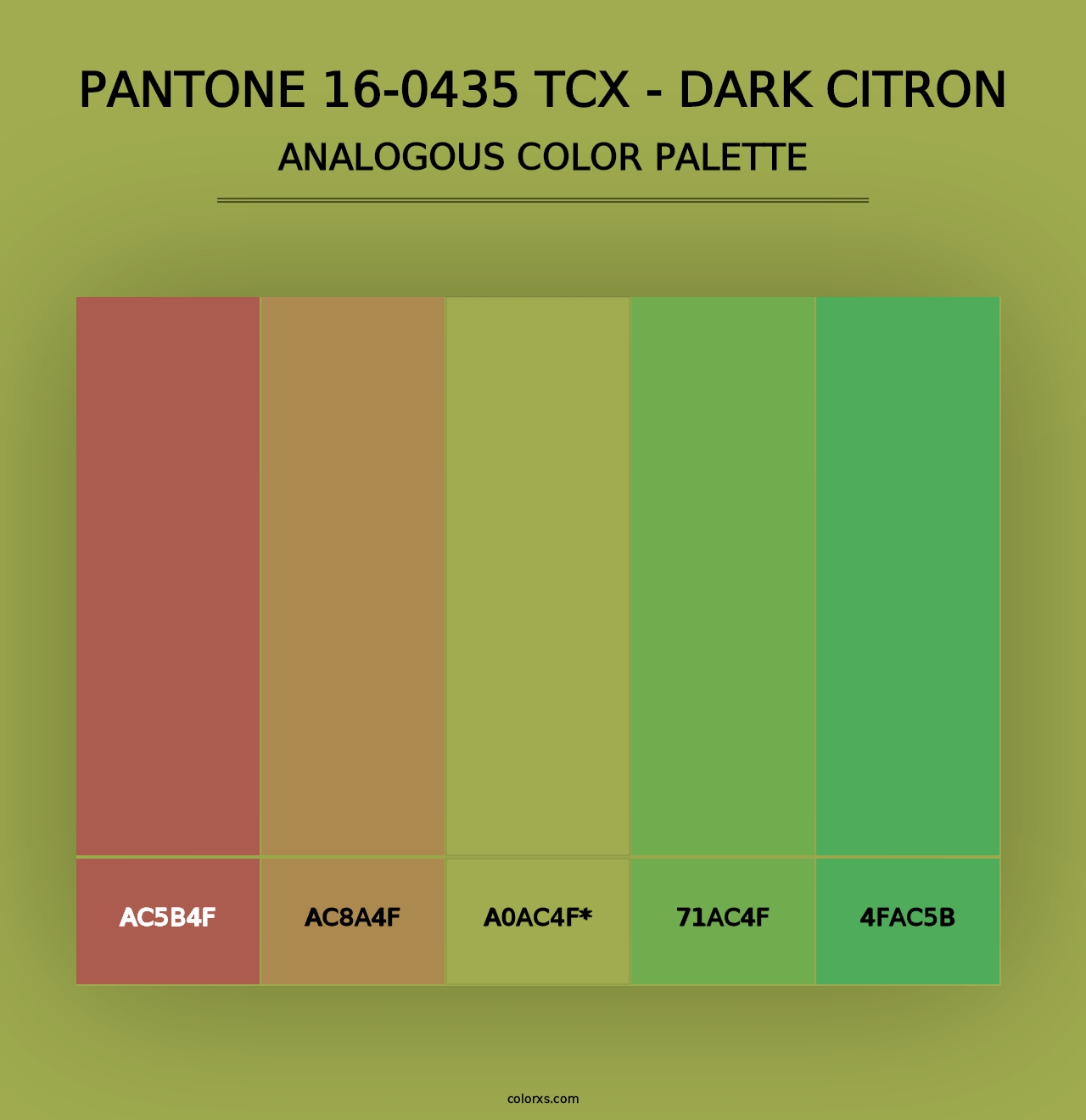 PANTONE 16-0435 TCX - Dark Citron - Analogous Color Palette