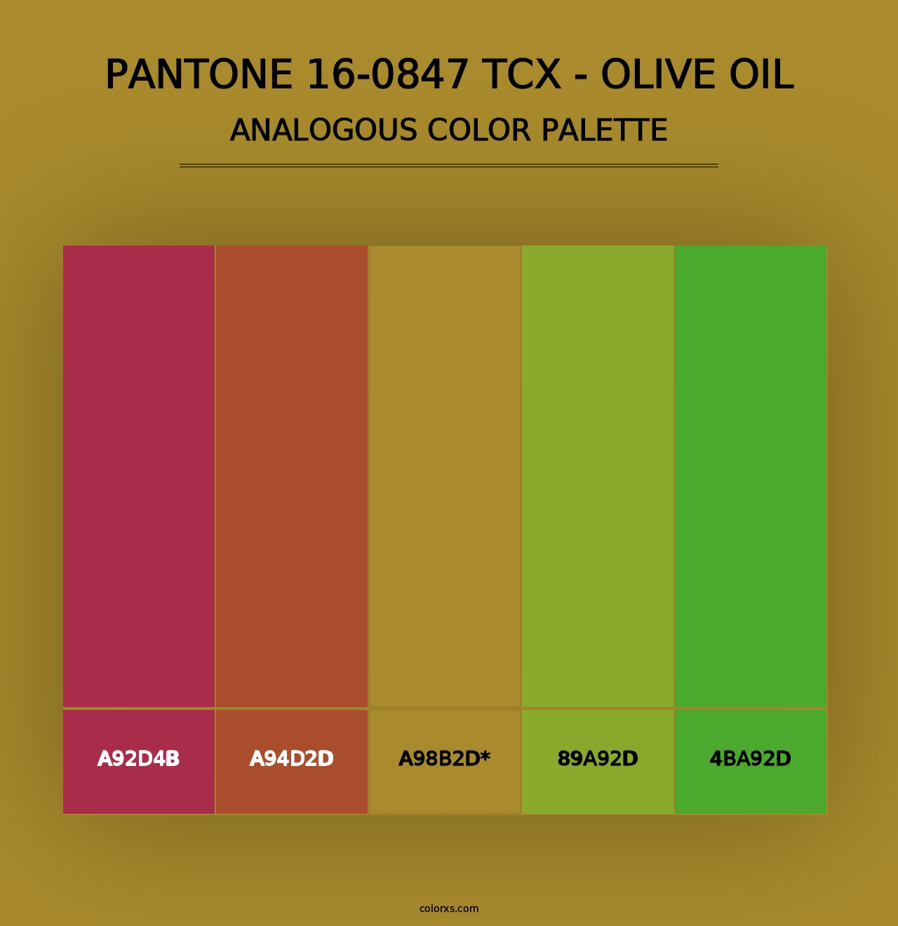 PANTONE 16-0847 TCX - Olive Oil - Analogous Color Palette