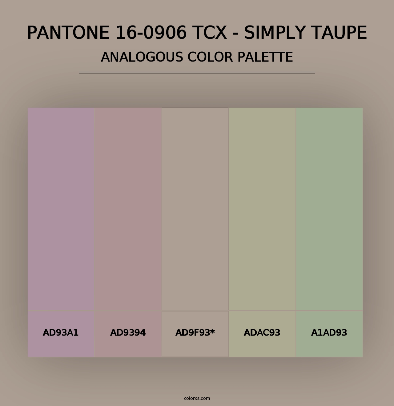 PANTONE 16-0906 TCX - Simply Taupe - Analogous Color Palette