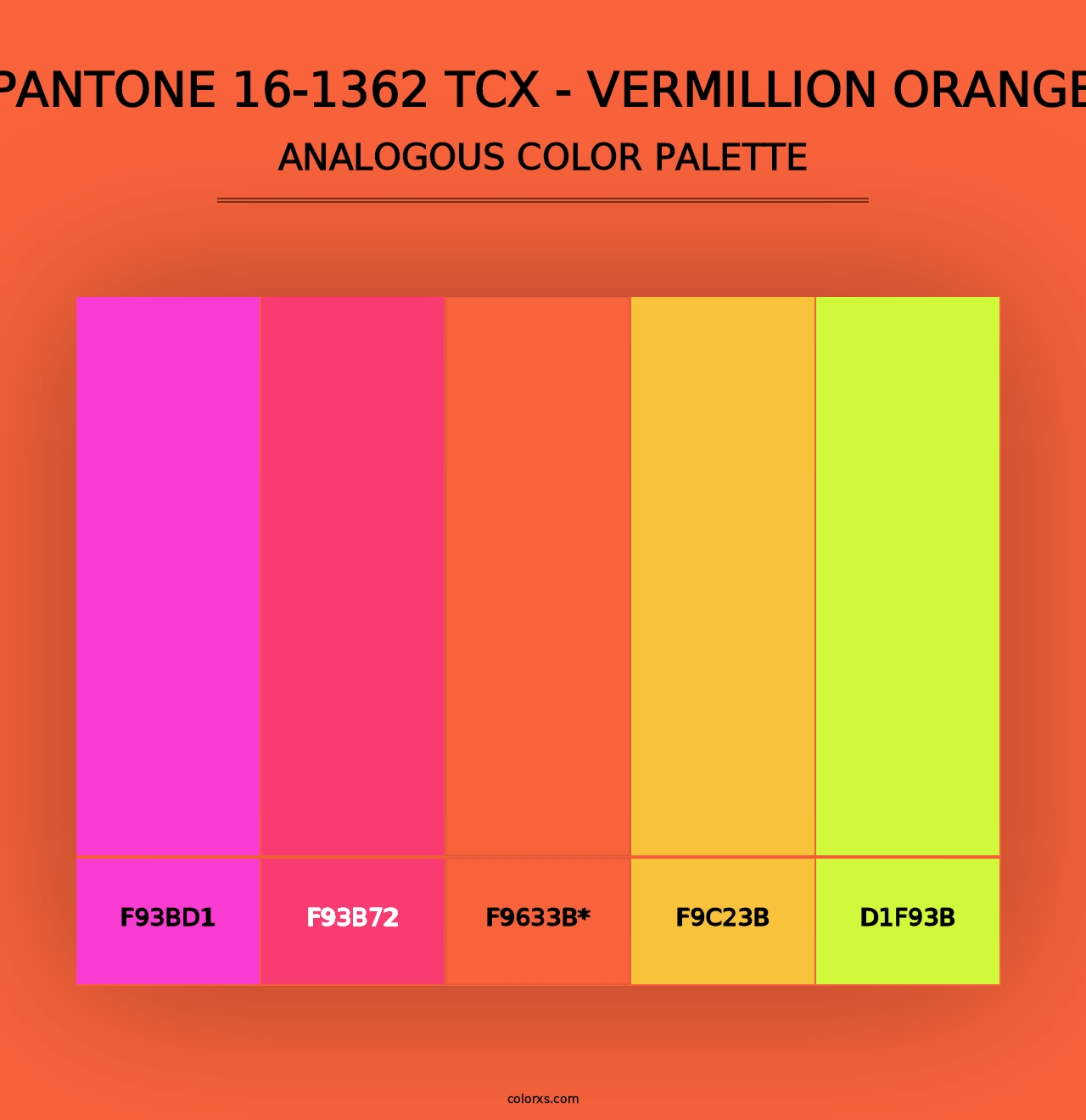 PANTONE 16-1362 TCX - Vermillion Orange - Analogous Color Palette