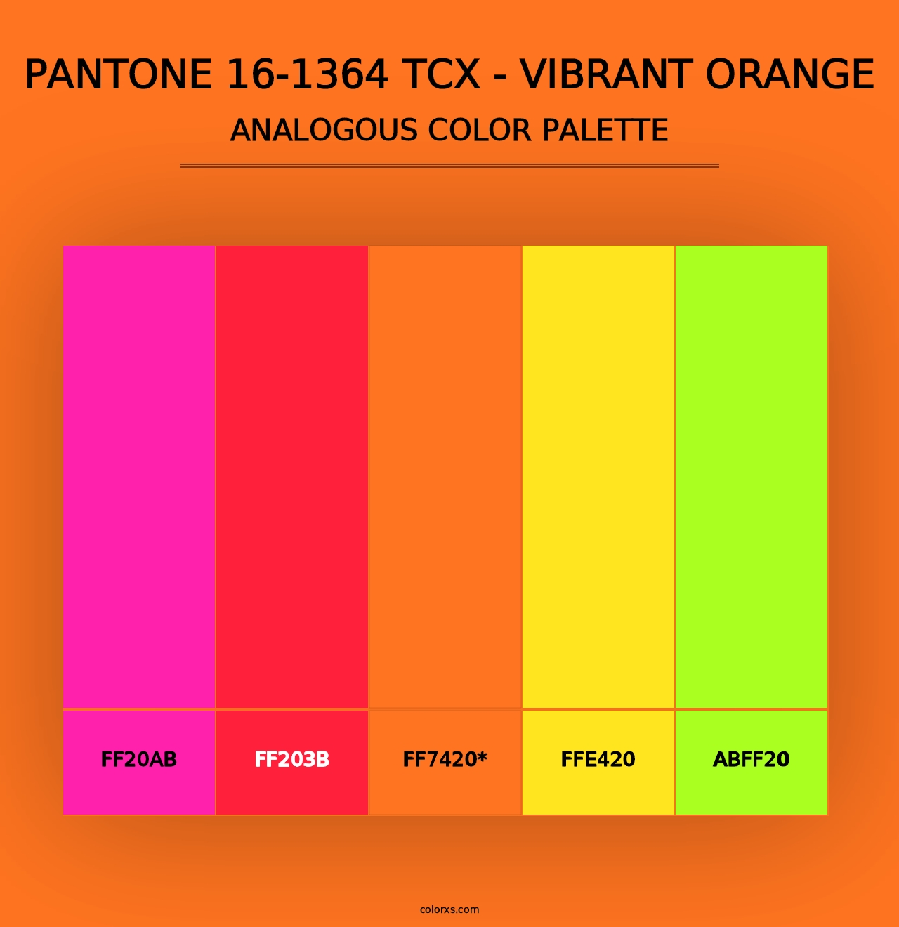 PANTONE 16-1364 TCX - Vibrant Orange - Analogous Color Palette