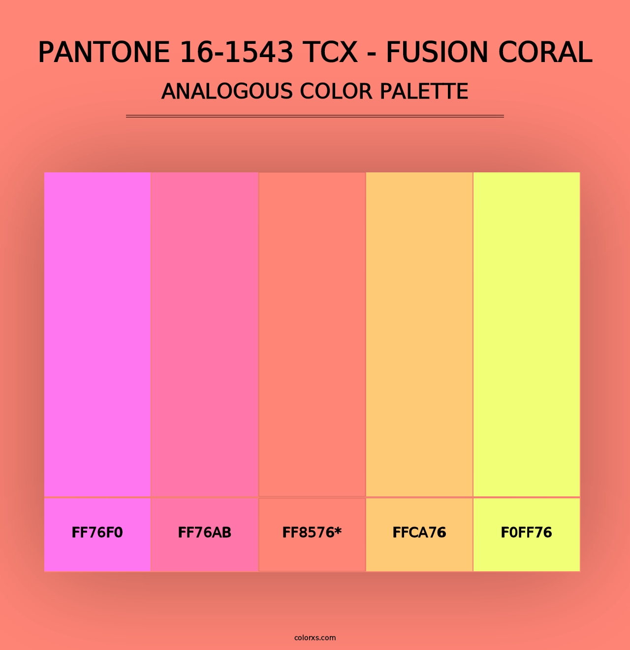 PANTONE 16-1543 TCX - Fusion Coral - Analogous Color Palette