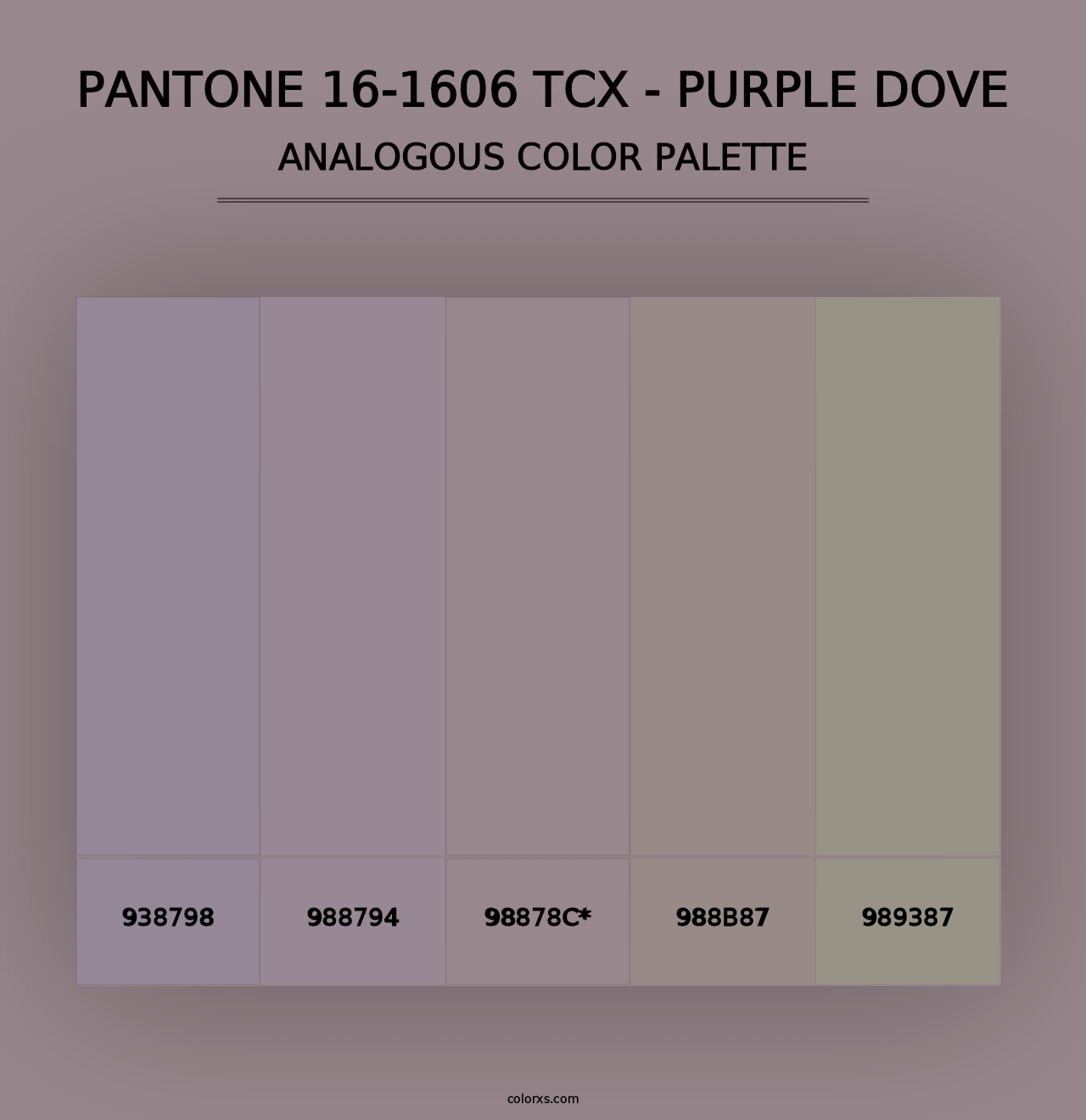 PANTONE 16-1606 TCX - Purple Dove - Analogous Color Palette