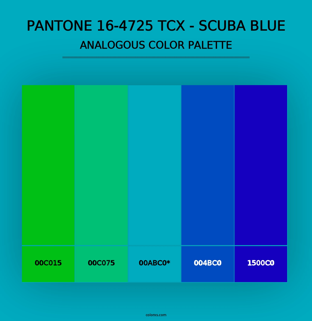 PANTONE 16-4725 TCX - Scuba Blue - Analogous Color Palette