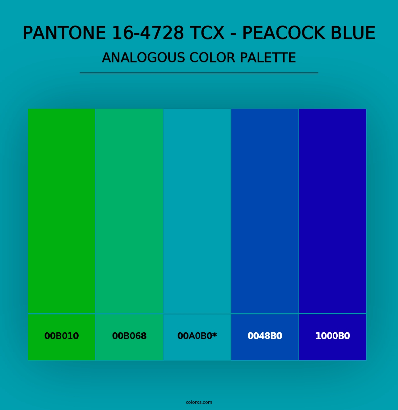 PANTONE 16-4728 TCX - Peacock Blue - Analogous Color Palette