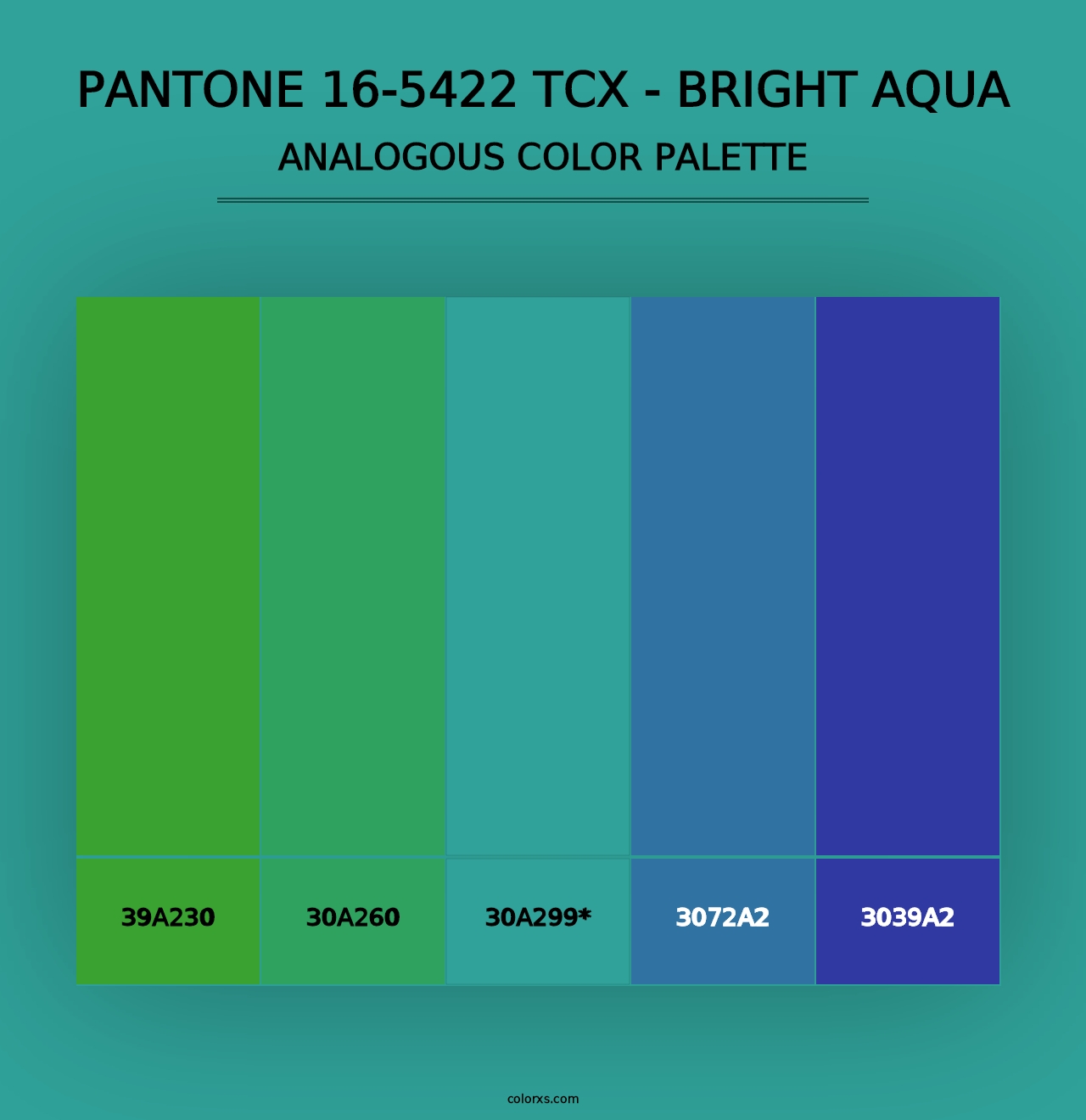 PANTONE 16-5422 TCX - Bright Aqua - Analogous Color Palette