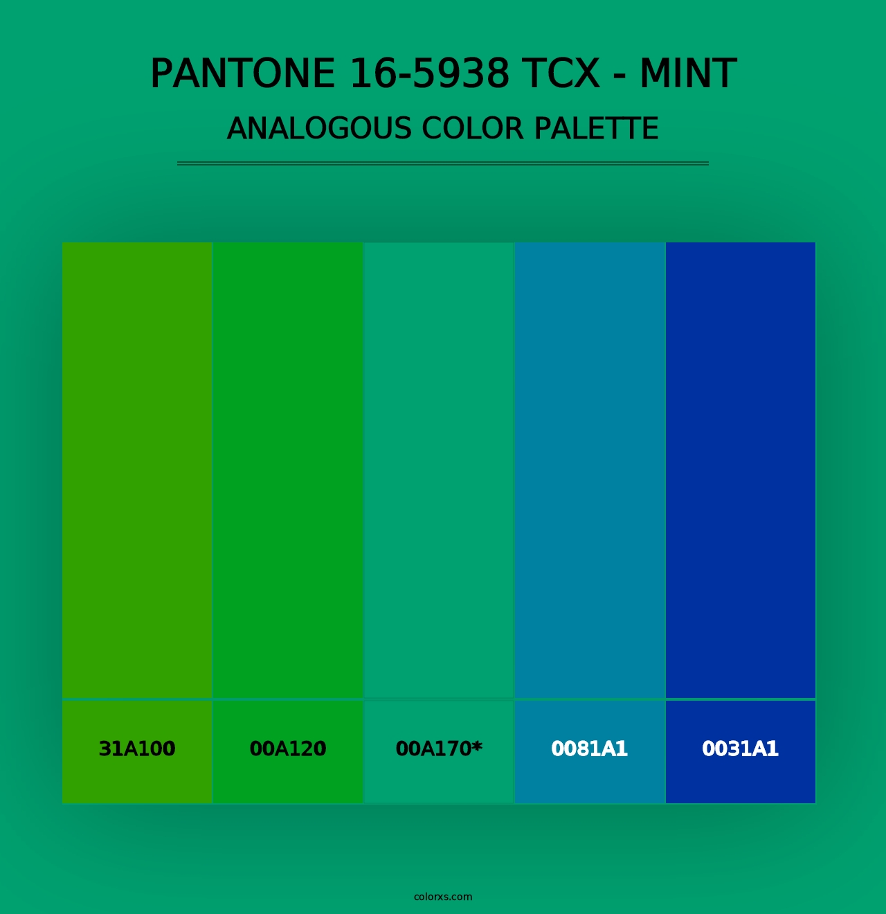 PANTONE 16-5938 TCX - Mint - Analogous Color Palette