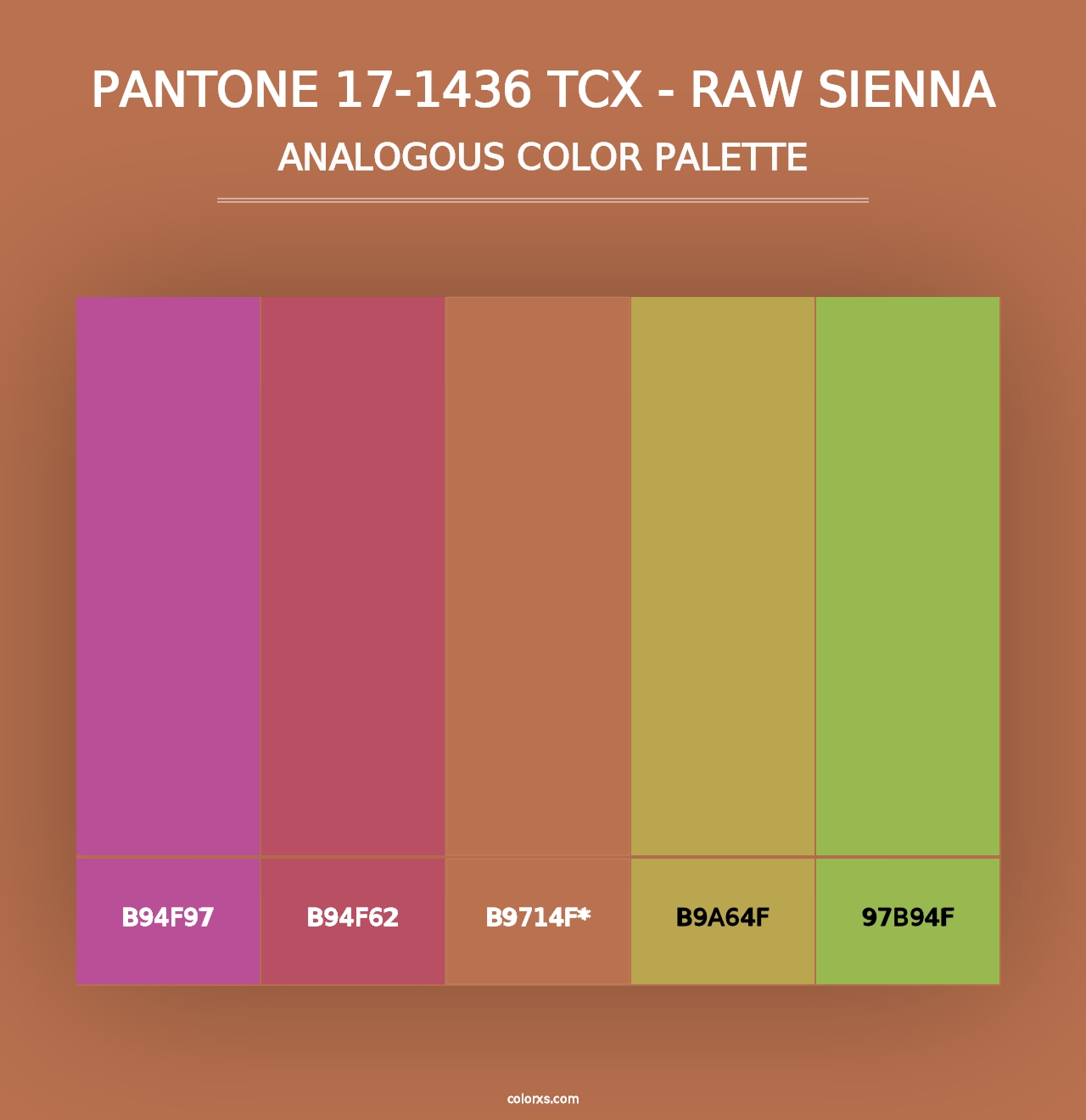 PANTONE 17-1436 TCX - Raw Sienna - Analogous Color Palette