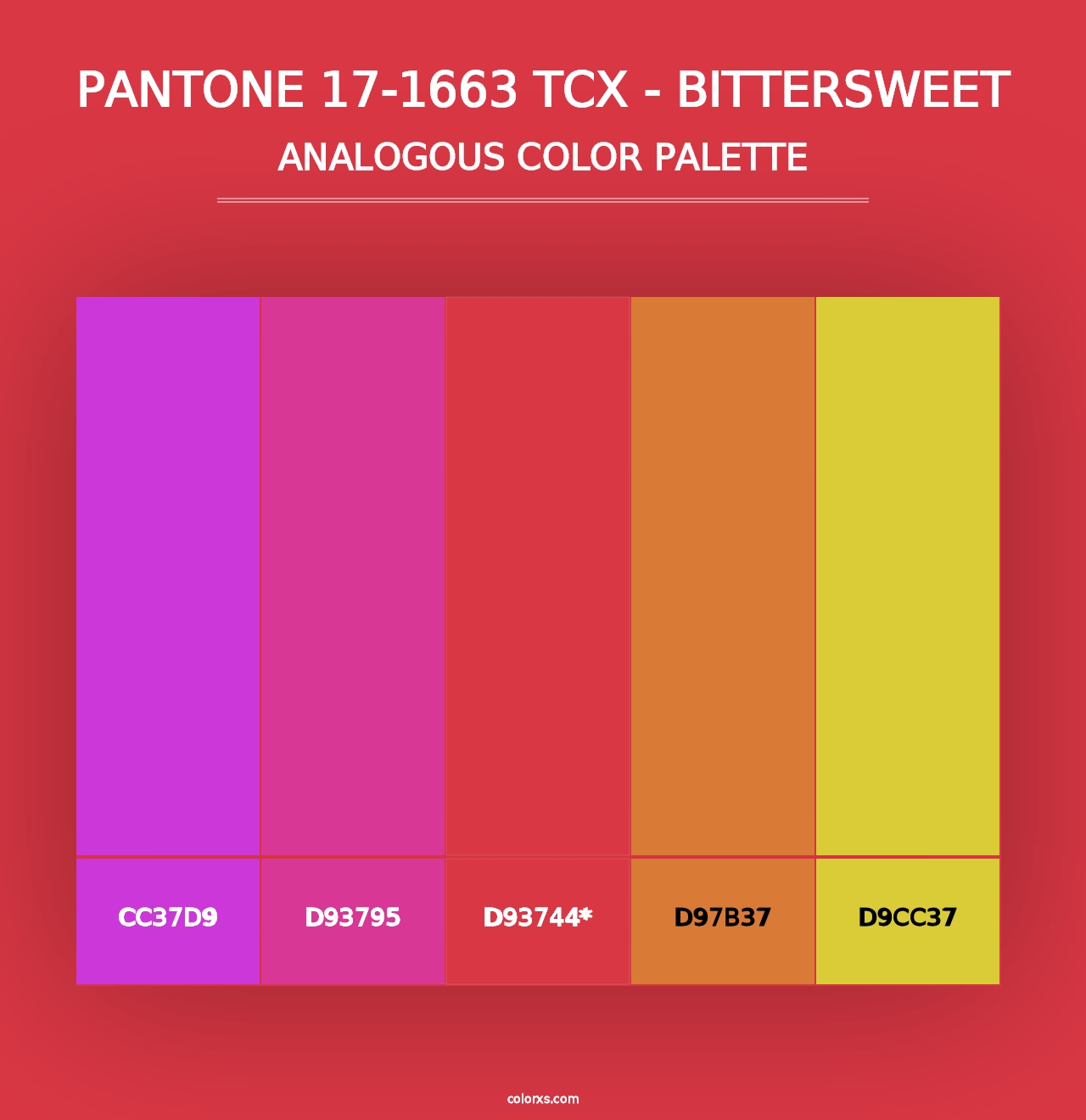 PANTONE 17-1663 TCX - Bittersweet - Analogous Color Palette