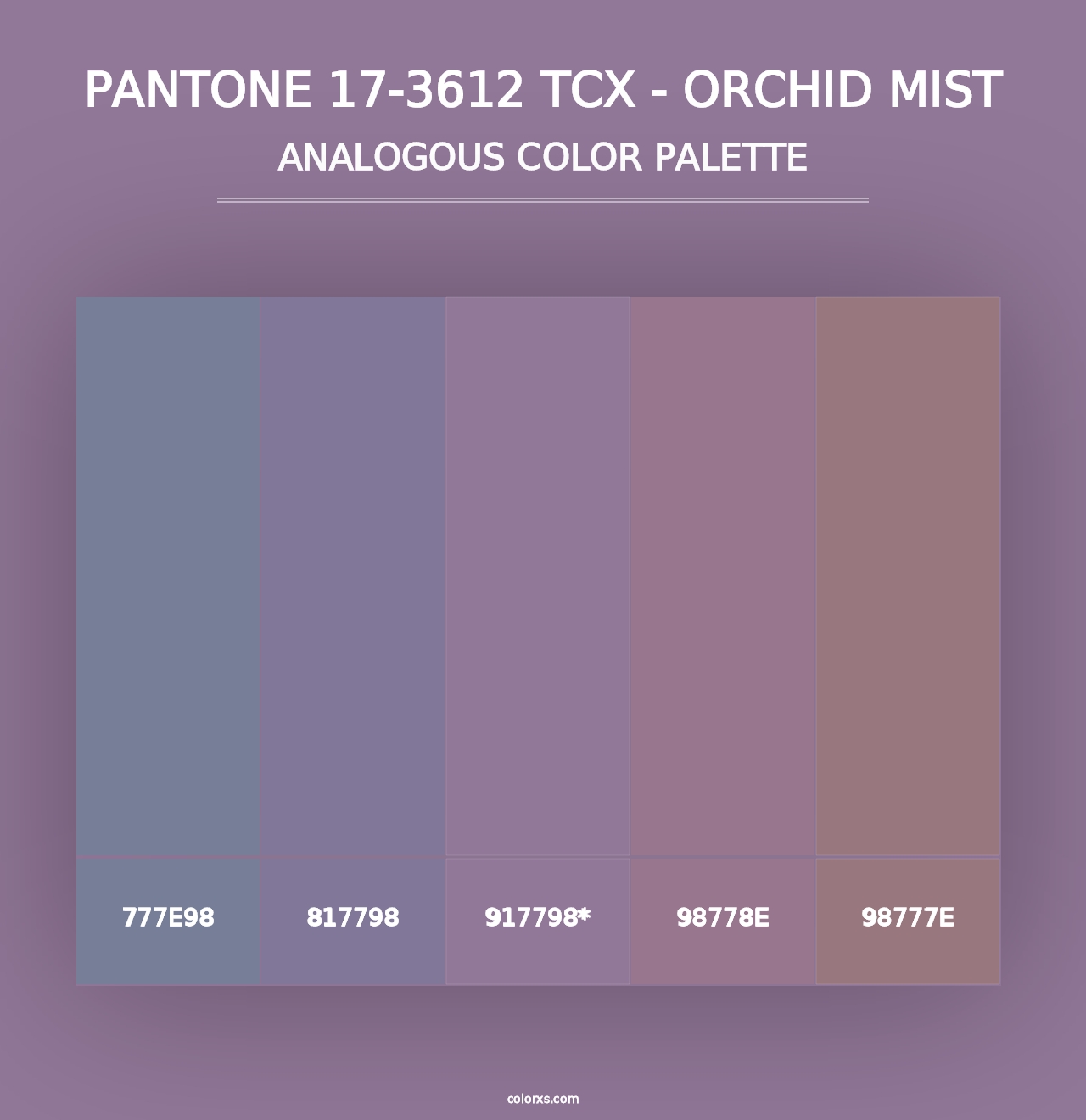 PANTONE 17-3612 TCX - Orchid Mist - Analogous Color Palette