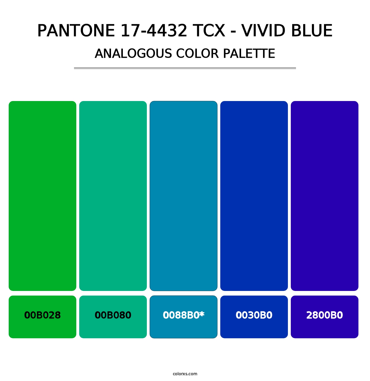 PANTONE 17-4432 TCX - Vivid Blue - Analogous Color Palette