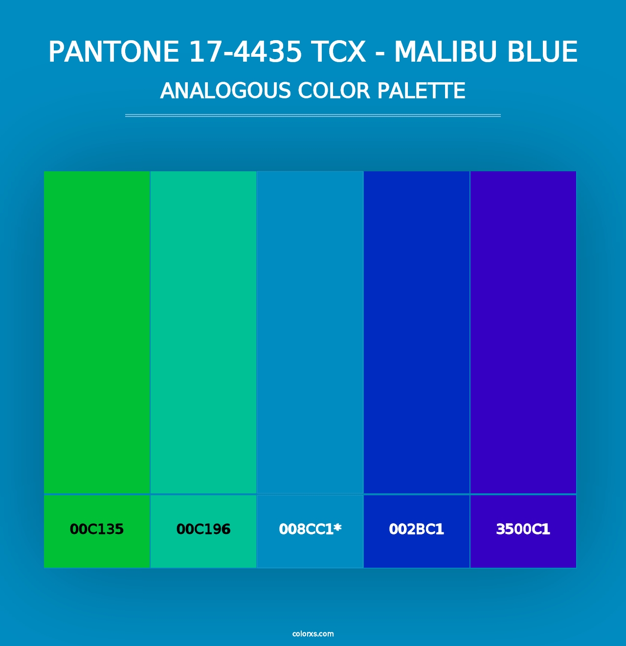 PANTONE 17-4435 TCX - Malibu Blue - Analogous Color Palette