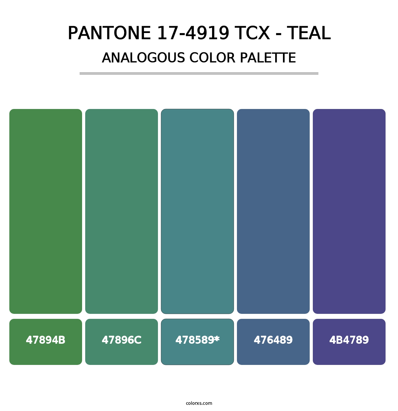 PANTONE 17-4919 TCX - Teal - Analogous Color Palette