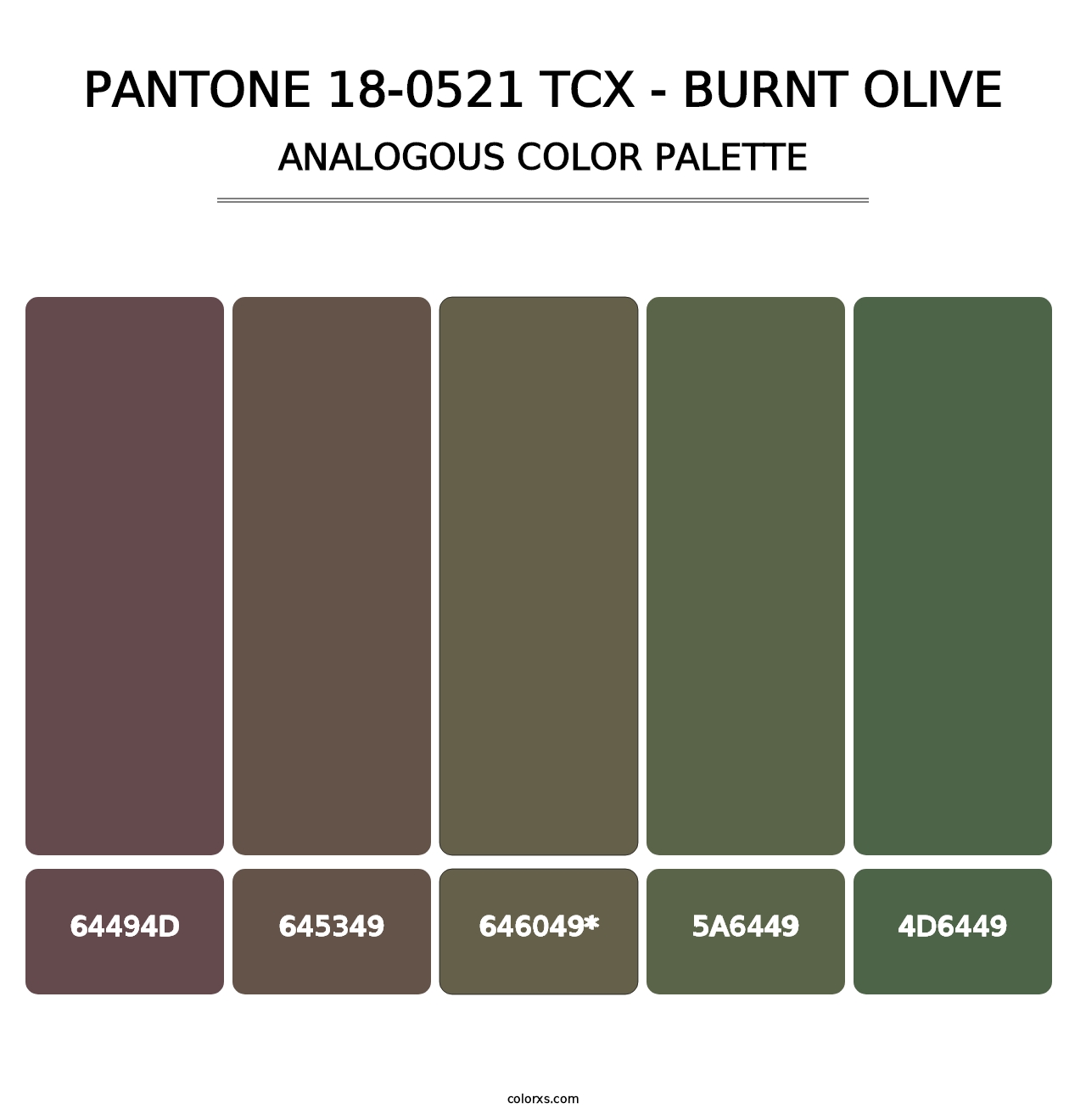 PANTONE 18-0521 TCX - Burnt Olive - Analogous Color Palette