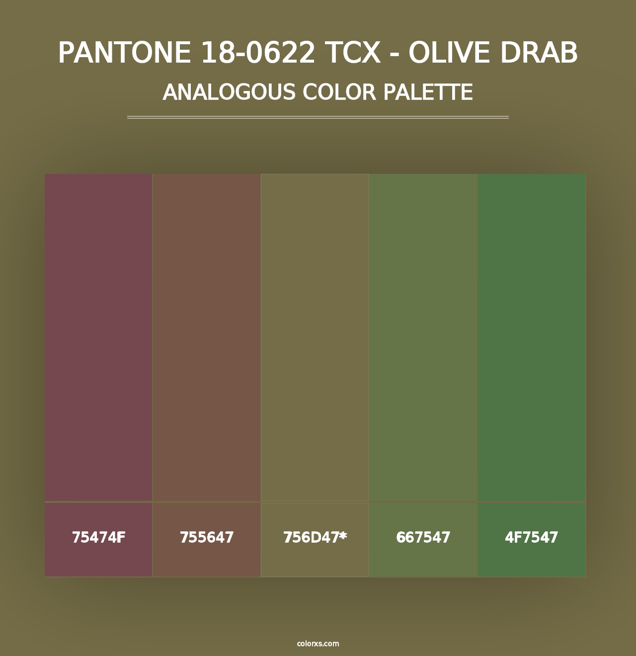 PANTONE 18-0622 TCX - Olive Drab - Analogous Color Palette