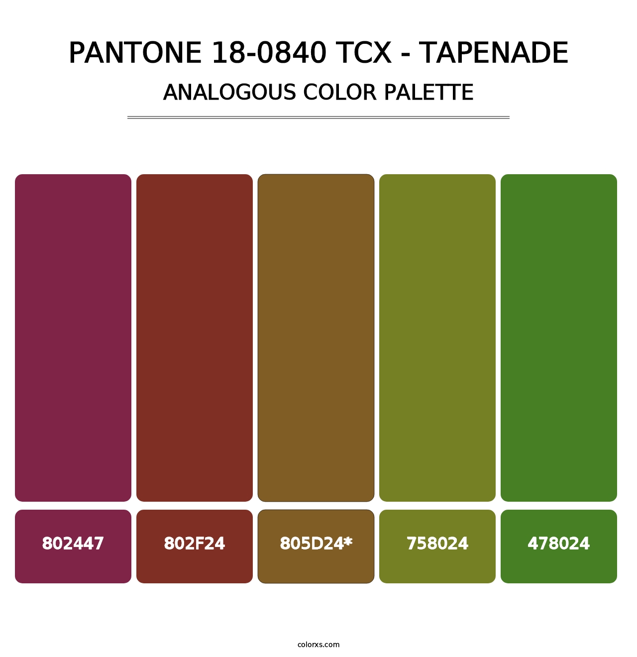 PANTONE 18-0840 TCX - Tapenade - Analogous Color Palette