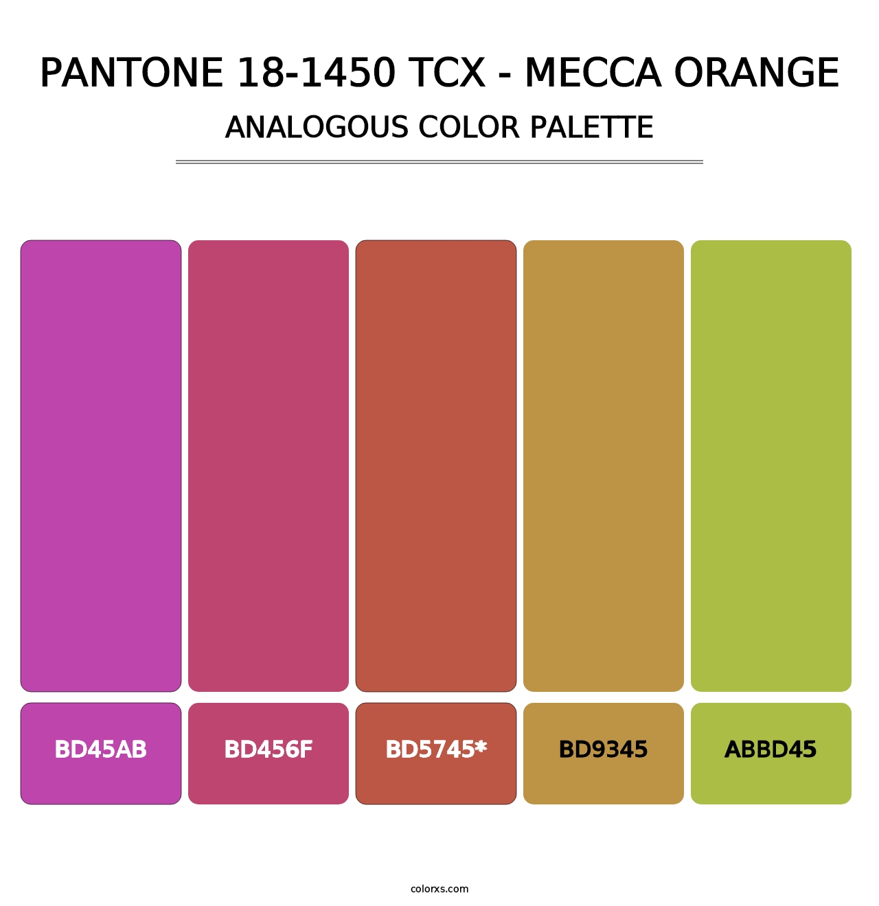 PANTONE 18-1450 TCX - Mecca Orange - Analogous Color Palette