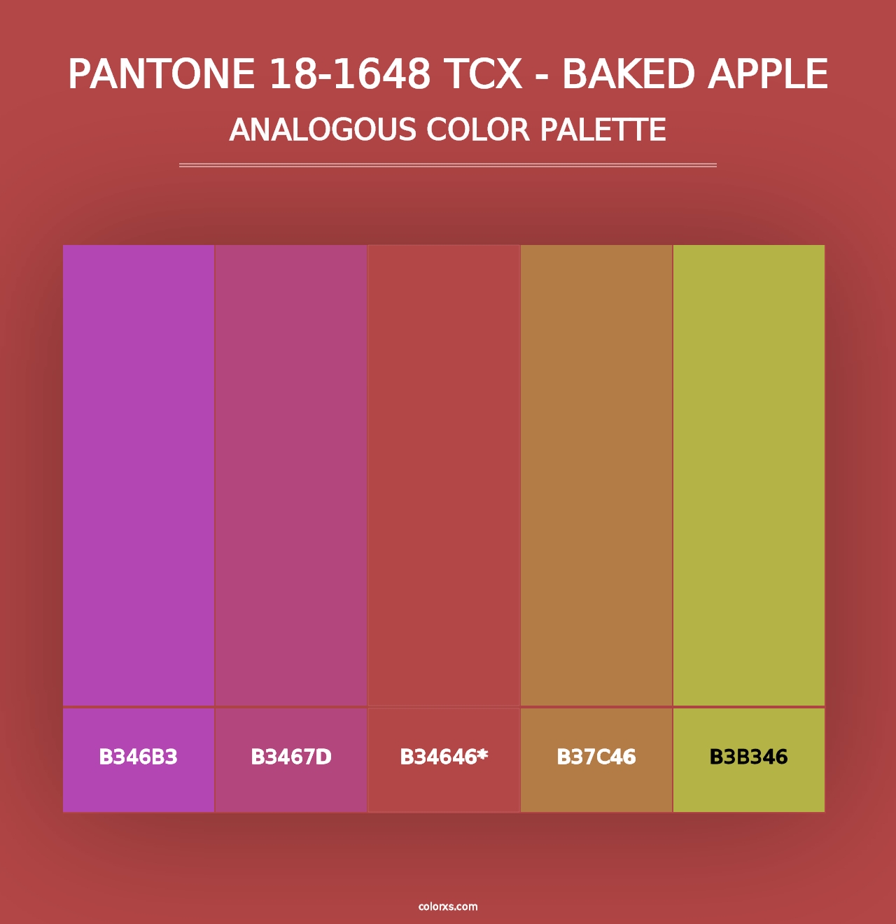 PANTONE 18-1648 TCX - Baked Apple - Analogous Color Palette