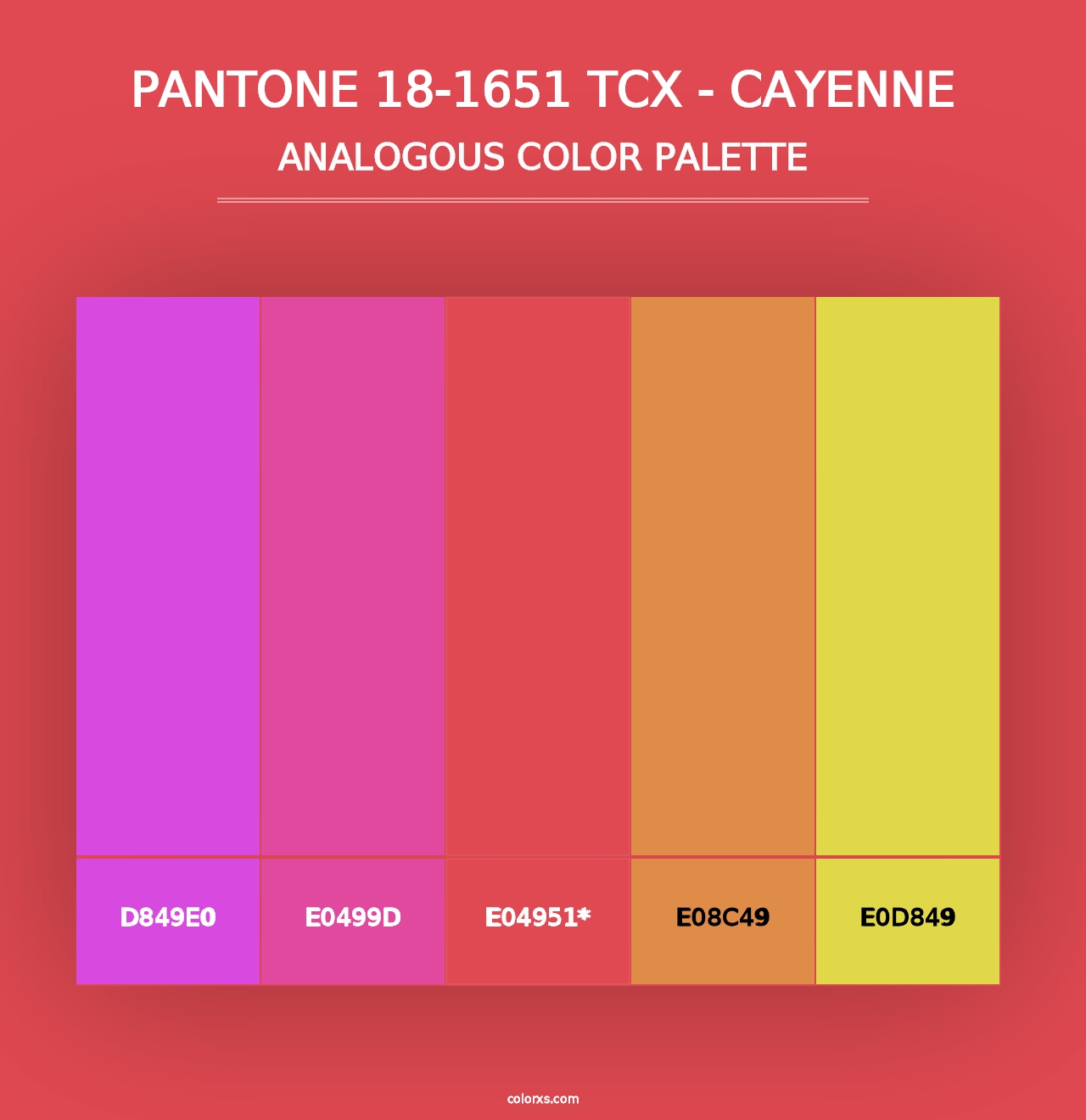 PANTONE 18-1651 TCX - Cayenne - Analogous Color Palette