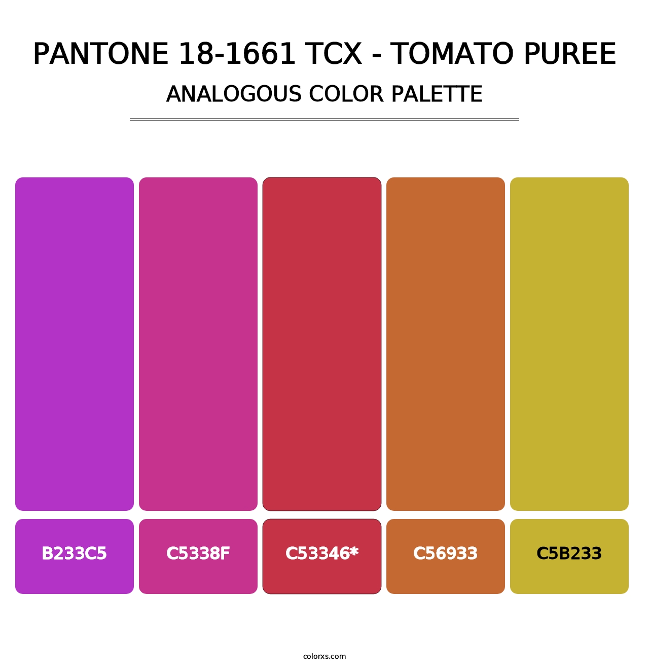 PANTONE 18-1661 TCX - Tomato Puree - Analogous Color Palette