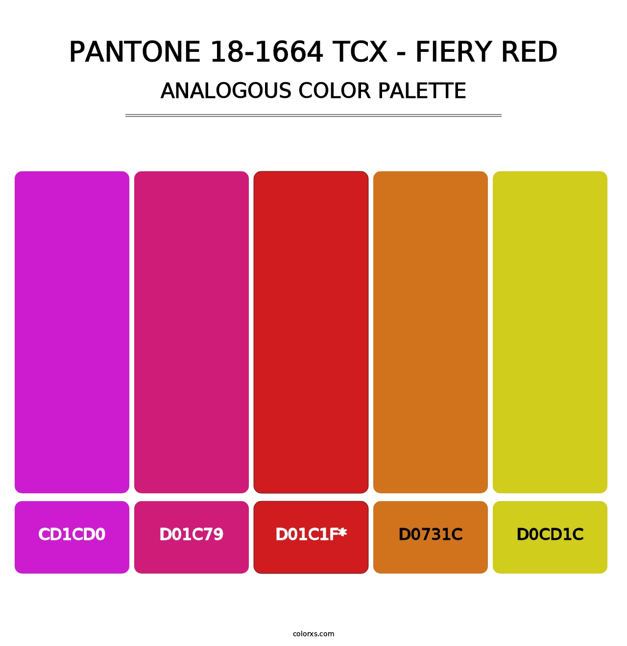 PANTONE 18-1664 TCX - Fiery Red - Analogous Color Palette