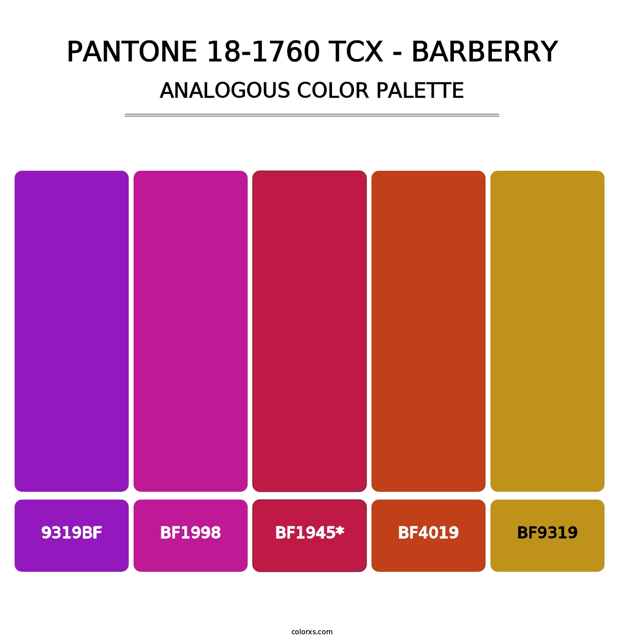 PANTONE 18-1760 TCX - Barberry - Analogous Color Palette