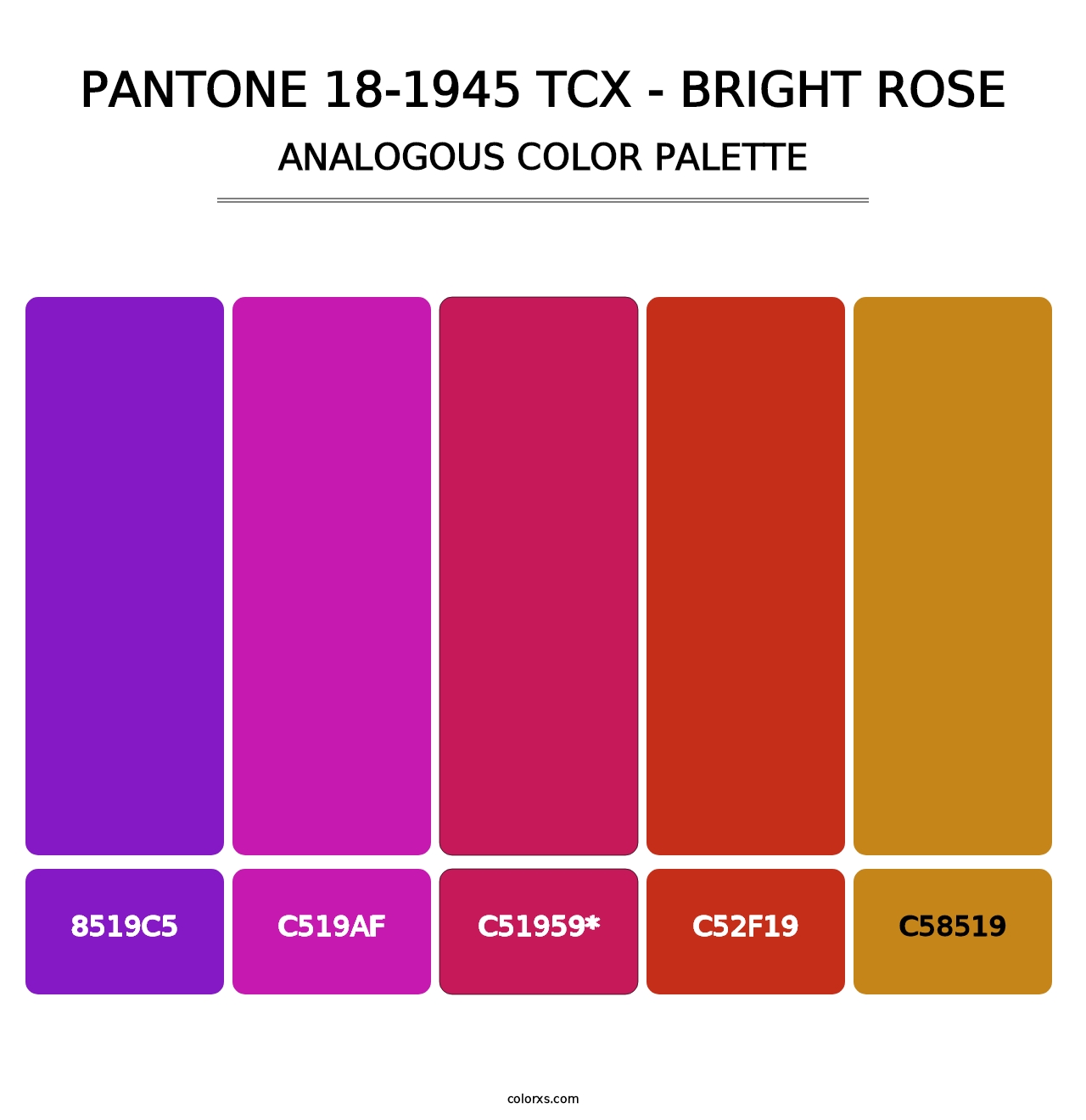 PANTONE 18-1945 TCX - Bright Rose - Analogous Color Palette