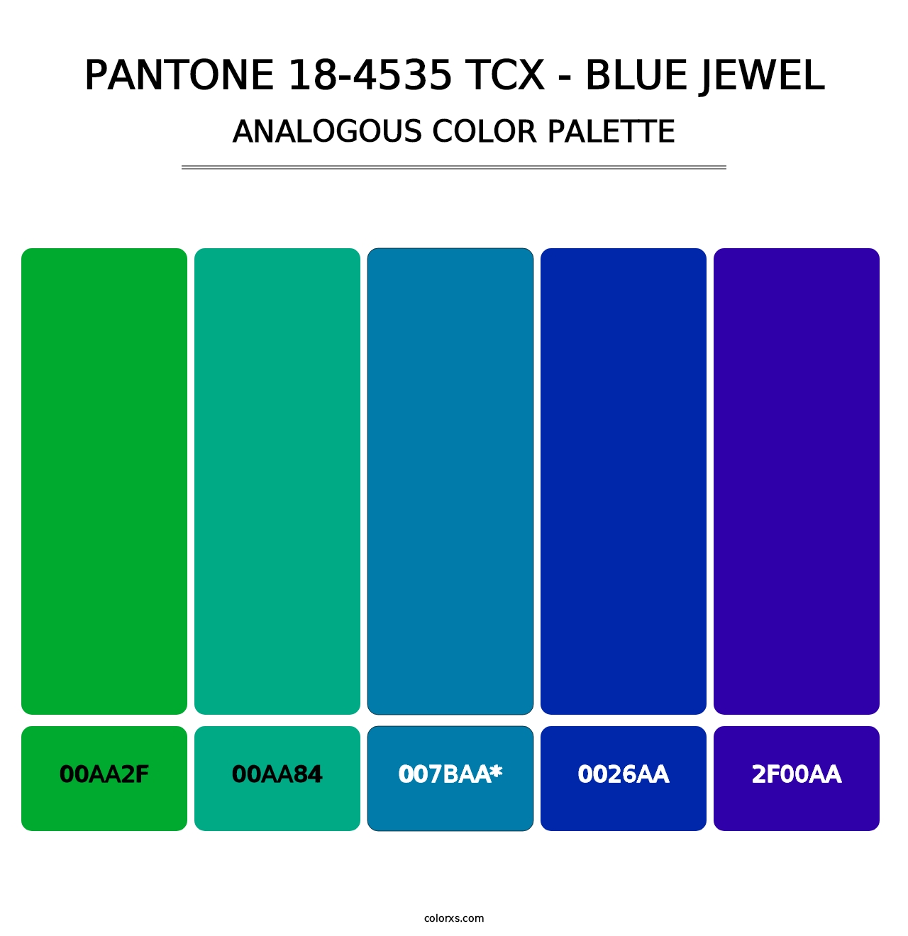 PANTONE 18-4535 TCX - Blue Jewel - Analogous Color Palette