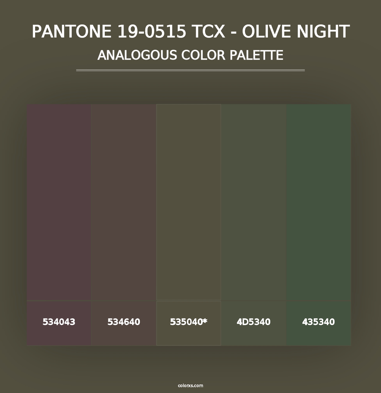 PANTONE 19-0515 TCX - Olive Night - Analogous Color Palette