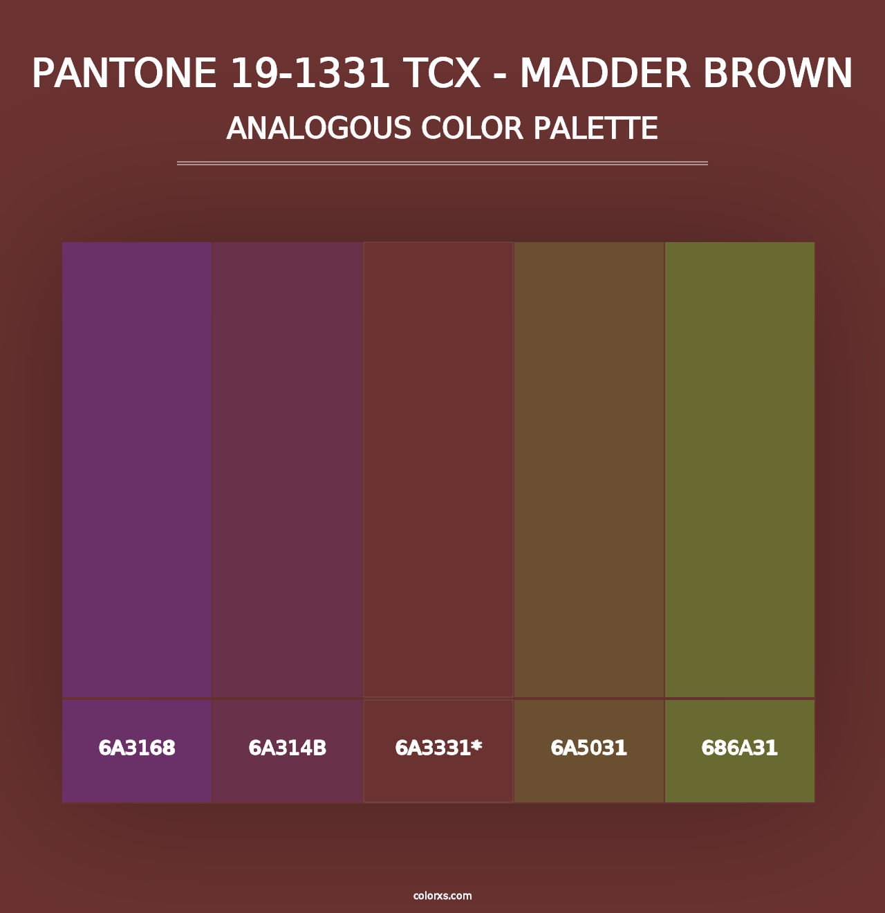 PANTONE 19-1331 TCX - Madder Brown - Analogous Color Palette