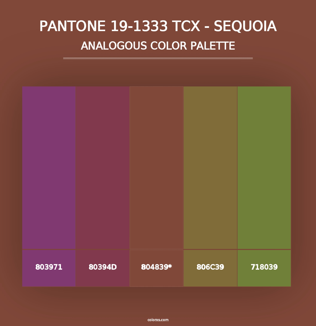 PANTONE 19-1333 TCX - Sequoia - Analogous Color Palette