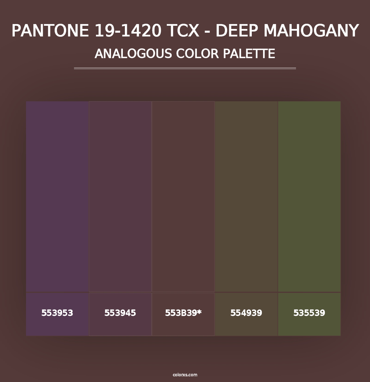 PANTONE 19-1420 TCX - Deep Mahogany - Analogous Color Palette