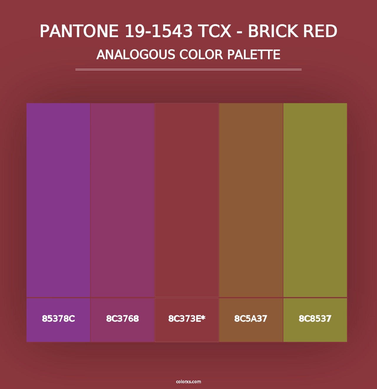 PANTONE 19-1543 TCX - Brick Red - Analogous Color Palette