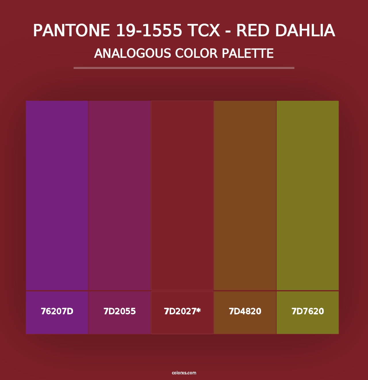 PANTONE 19-1555 TCX - Red Dahlia - Analogous Color Palette