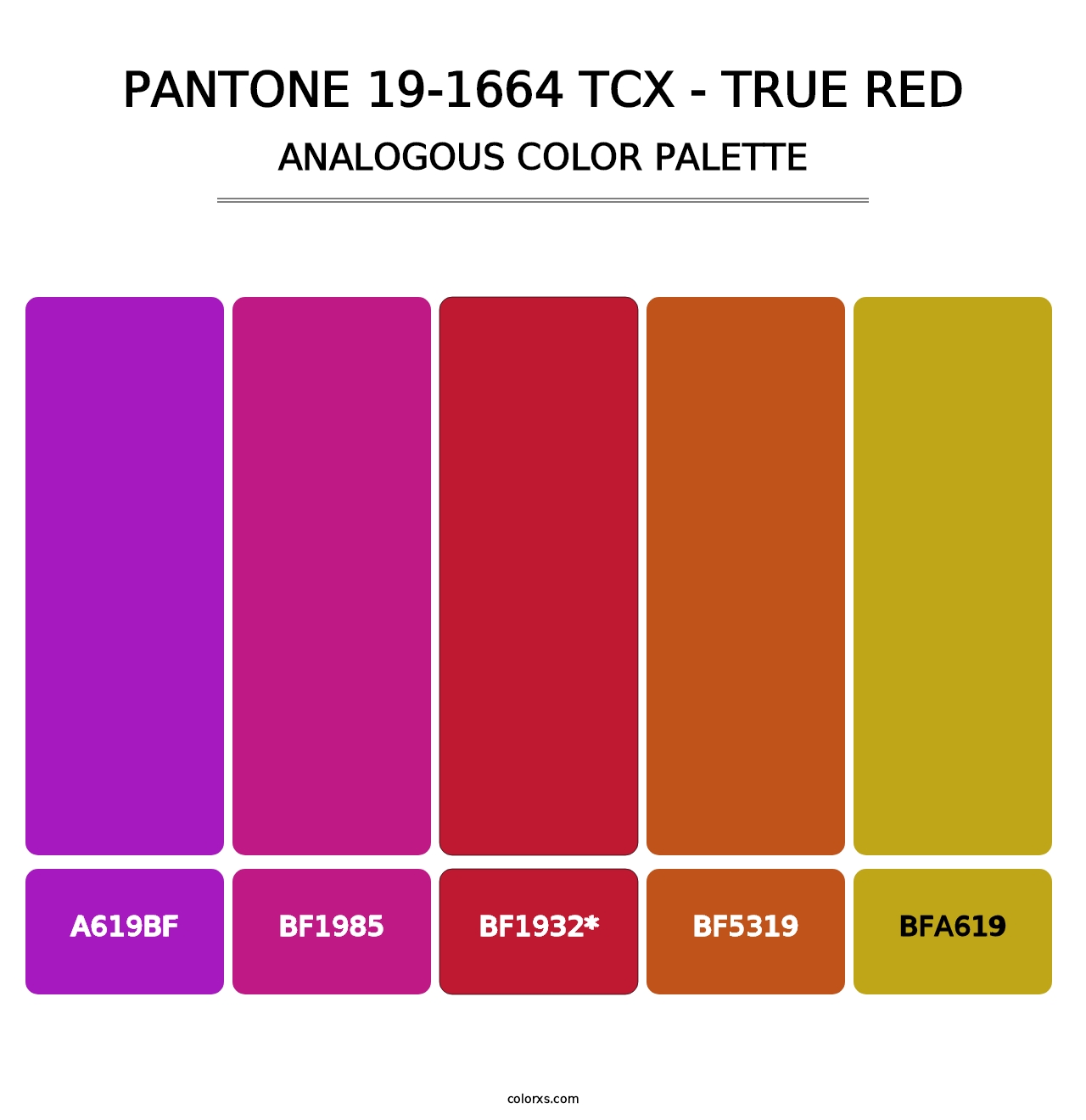 PANTONE 19-1664 TCX - True Red - Analogous Color Palette