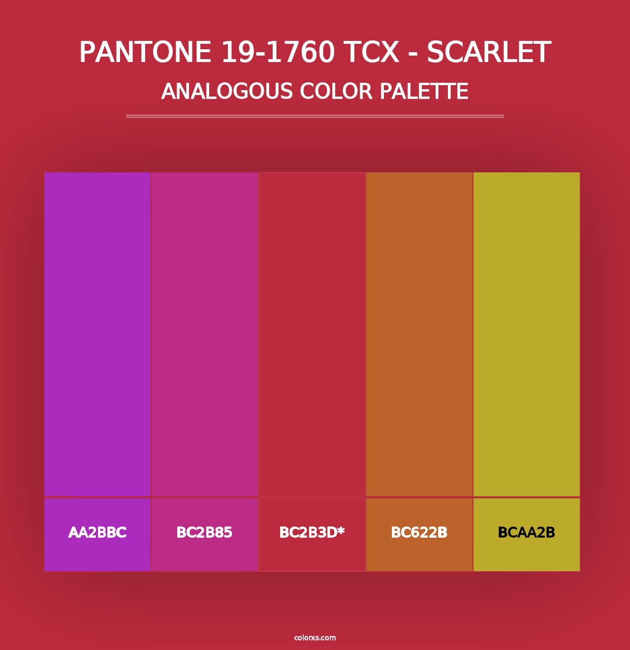 PANTONE 19-1760 TCX - Scarlet - Analogous Color Palette