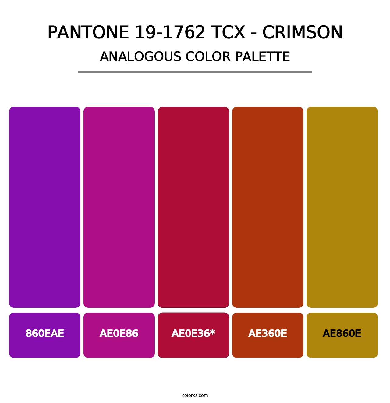 PANTONE 19-1762 TCX - Crimson - Analogous Color Palette