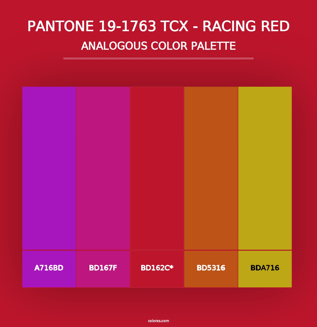 PANTONE 19-1763 TCX - Racing Red - Analogous Color Palette