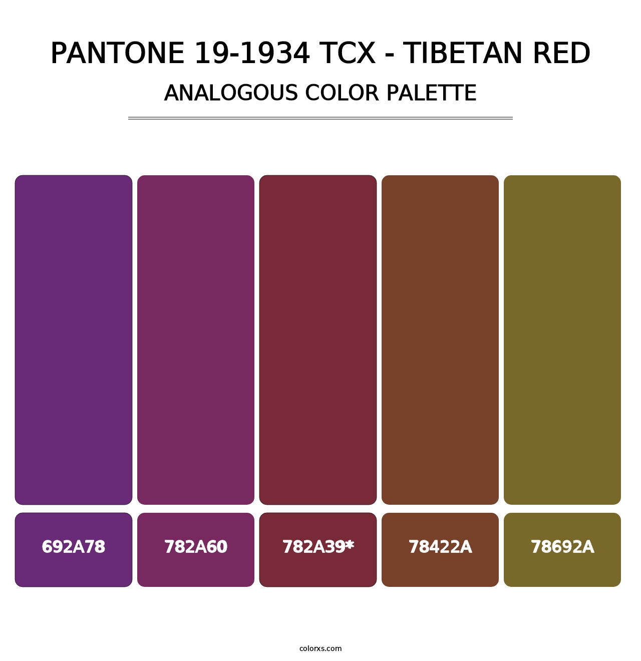 PANTONE 19-1934 TCX - Tibetan Red - Analogous Color Palette