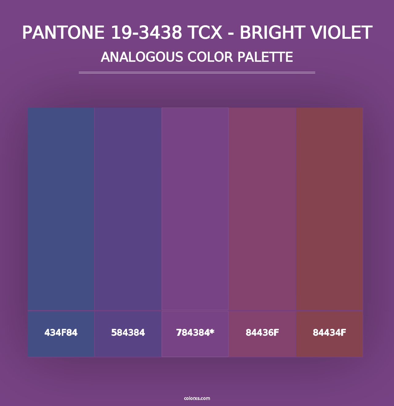 PANTONE 19-3438 TCX - Bright Violet - Analogous Color Palette