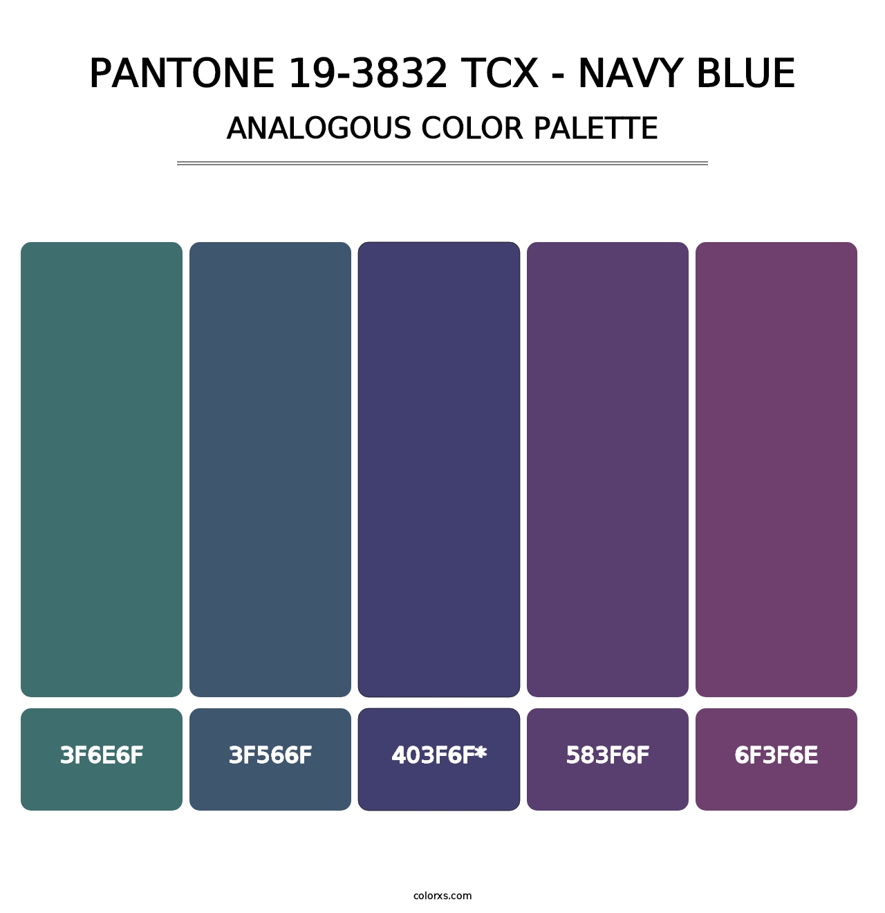 PANTONE 19-3832 TCX - Navy Blue - Analogous Color Palette