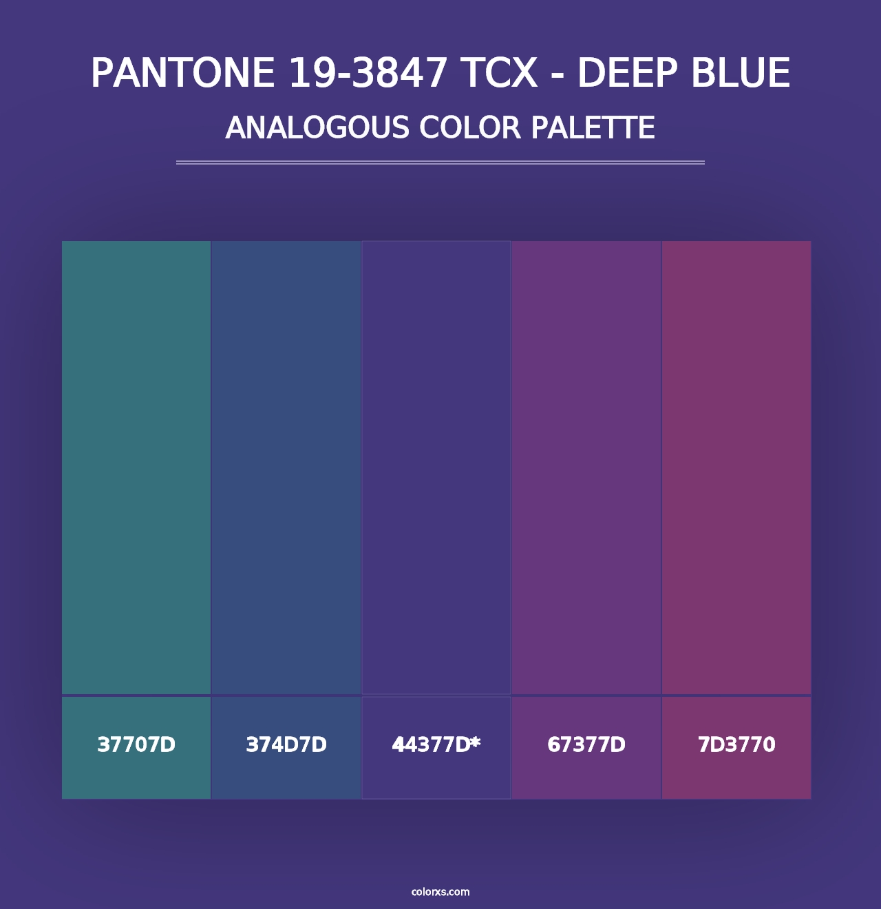 PANTONE 19-3847 TCX - Deep Blue - Analogous Color Palette