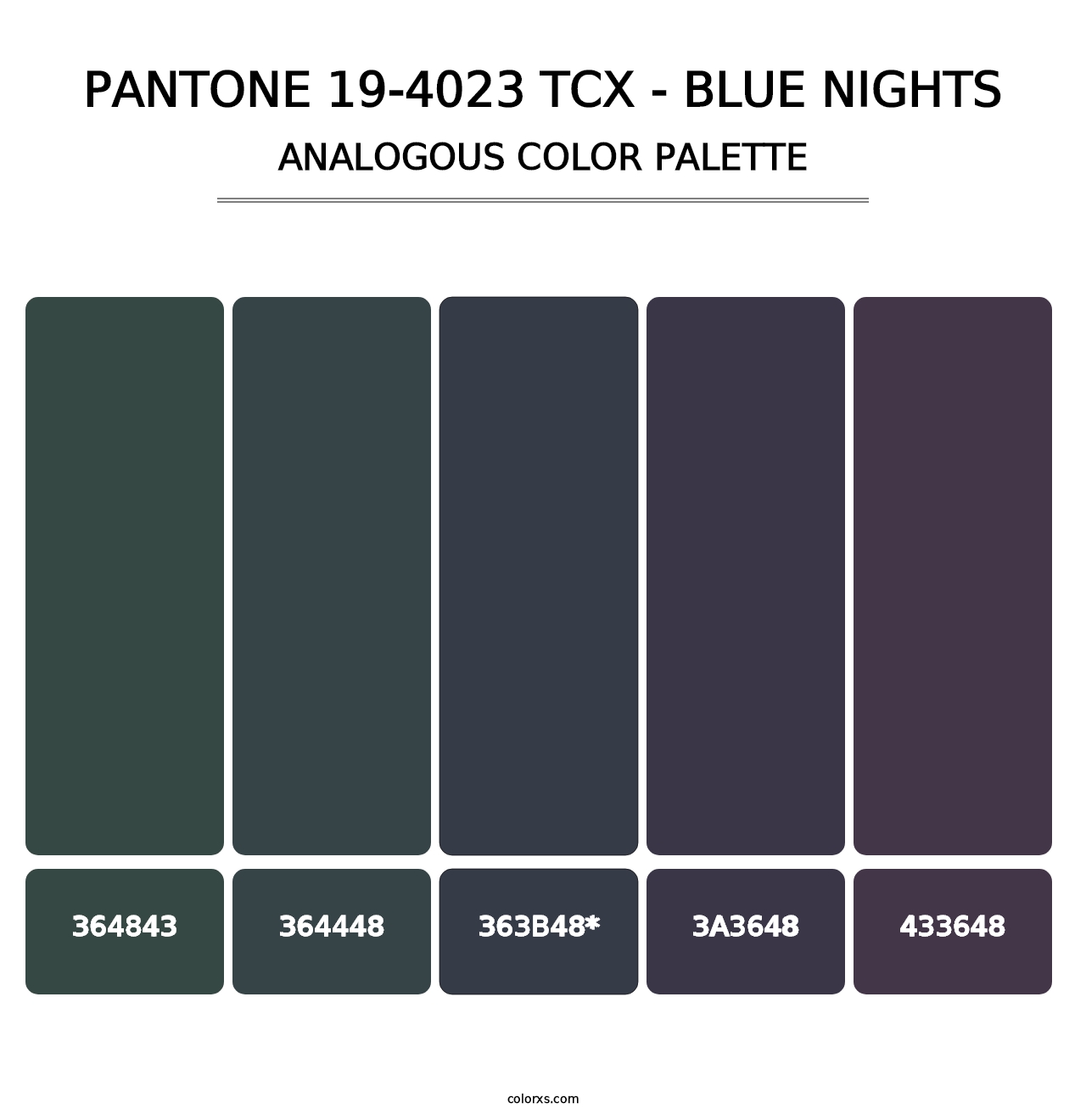 PANTONE 19-4023 TCX - Blue Nights - Analogous Color Palette